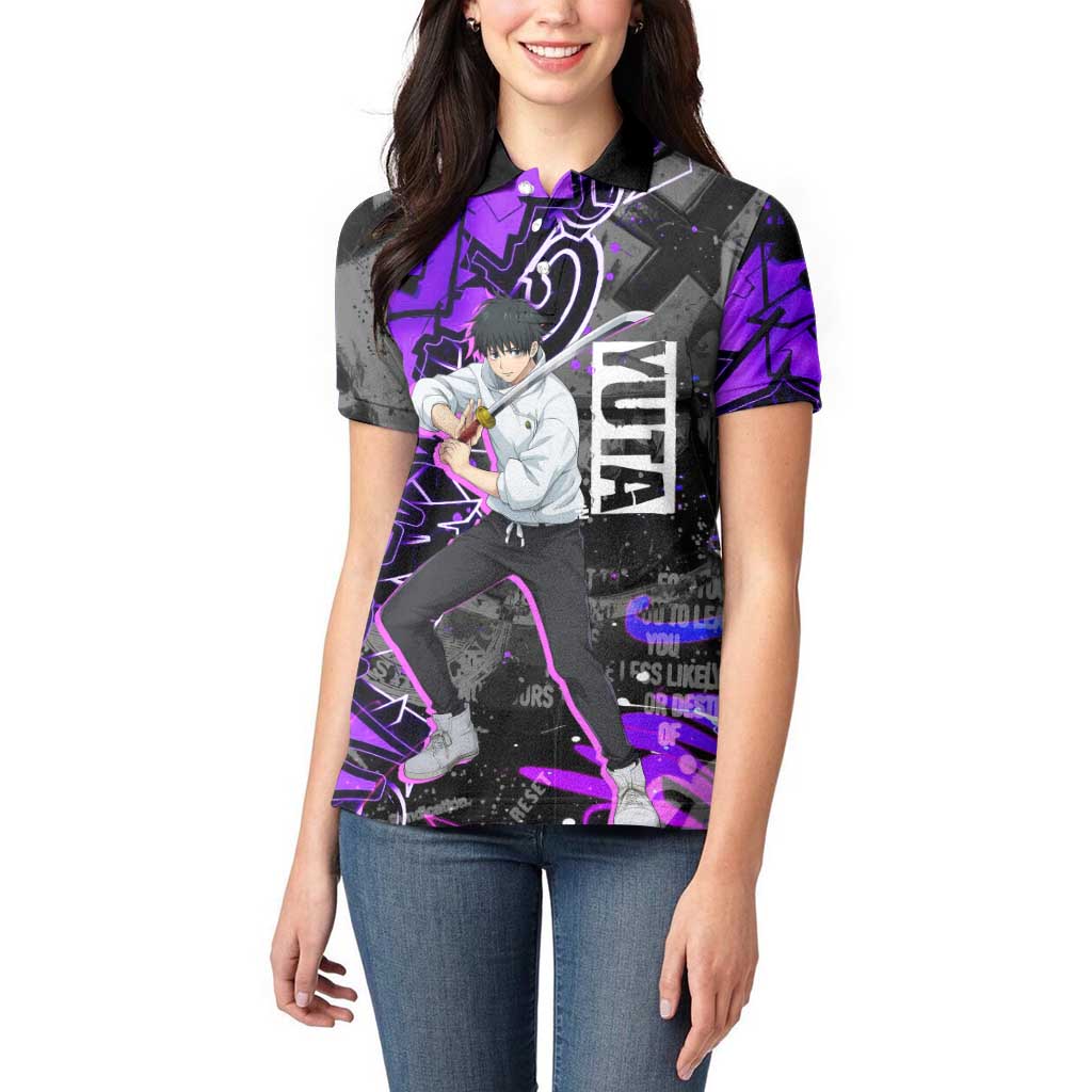 Yuta Okkotsu Jujutsu Kaisen Women Polo Shirt Neon Graffiti Anime Fusion