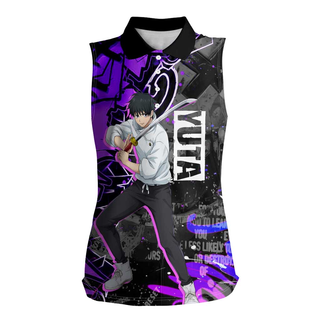 Yuta Okkotsu Jujutsu Kaisen Women Sleeveless Polo Shirt Neon Graffiti Anime Fusion