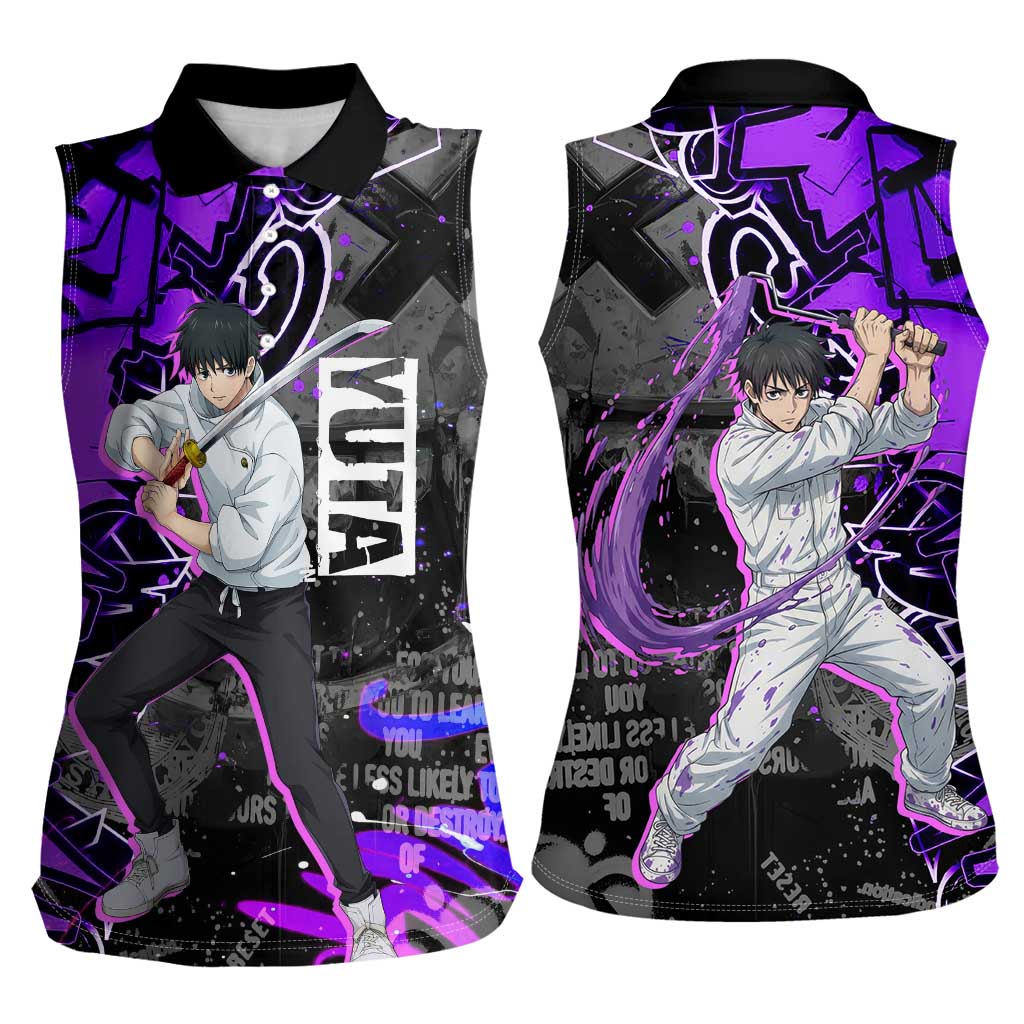 Yuta Okkotsu Jujutsu Kaisen Women Sleeveless Polo Shirt Neon Graffiti Anime Fusion