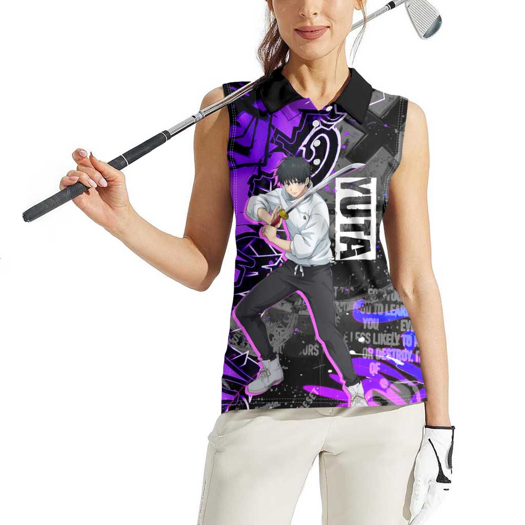 Yuta Okkotsu Jujutsu Kaisen Women Sleeveless Polo Shirt Neon Graffiti Anime Fusion
