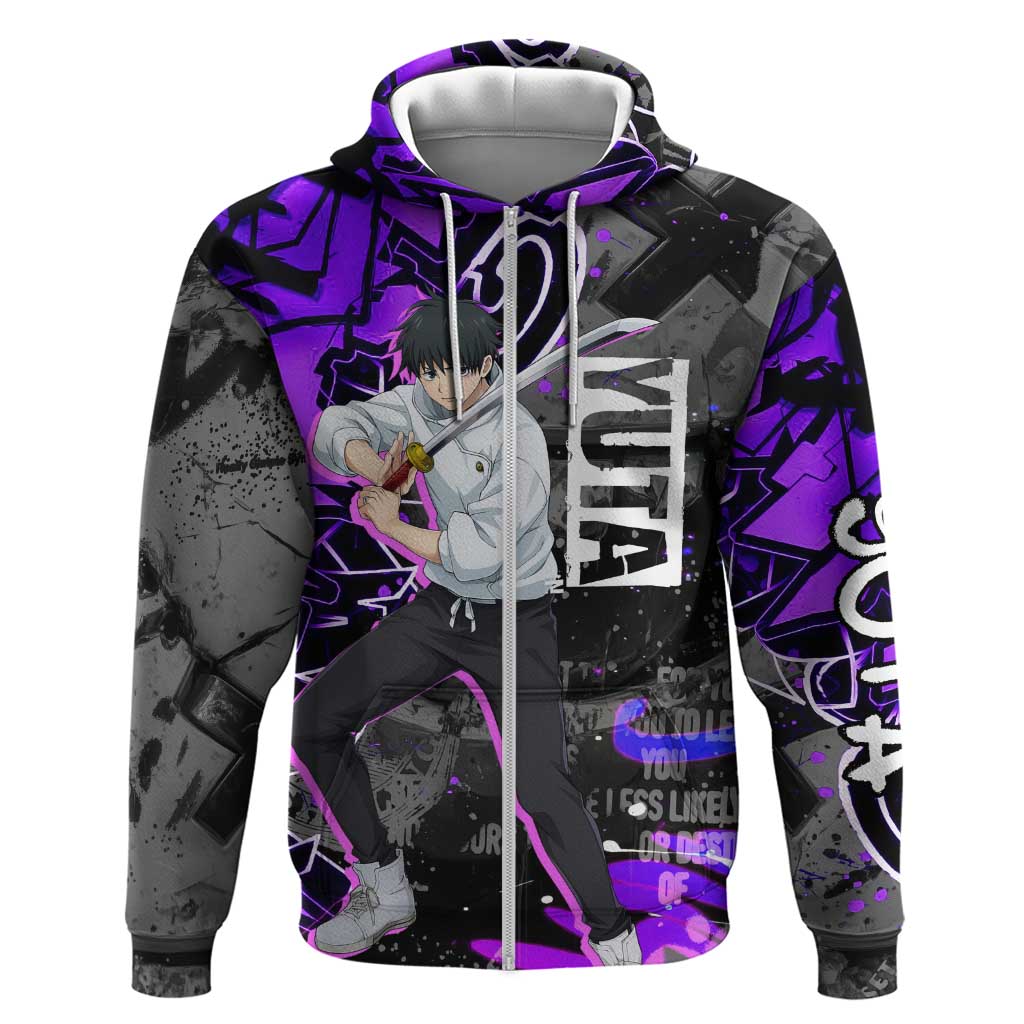 Yuta Okkotsu Jujutsu Kaisen Zip Hoodie Neon Graffiti Anime Fusion