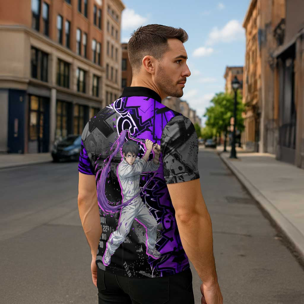 Yuta Okkotsu Jujutsu Kaisen Zipper Polo Shirt Neon Graffiti Anime Fusion
