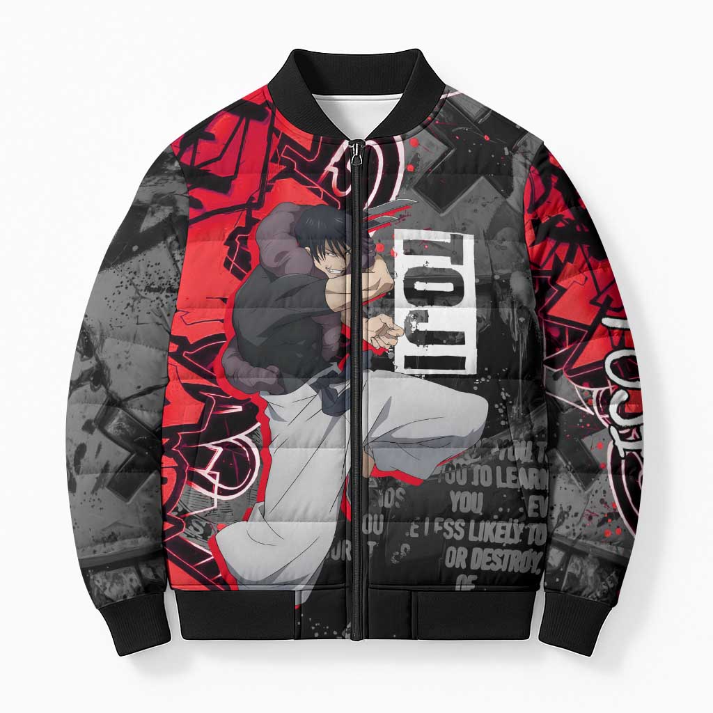 Toji Fushiguro Bomber Puffer Jacket Urban Graffiti Anime Style