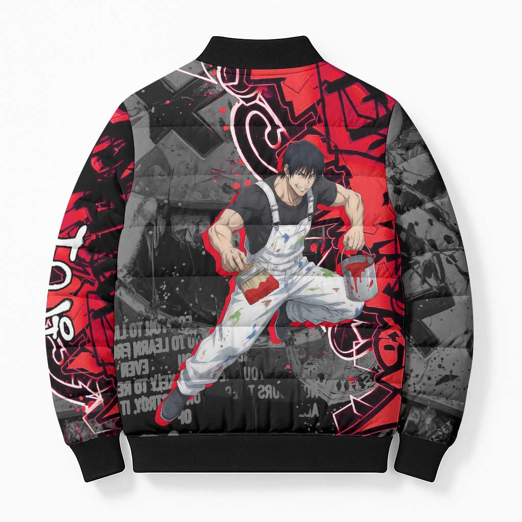 Toji Fushiguro Bomber Puffer Jacket Urban Graffiti Anime Style