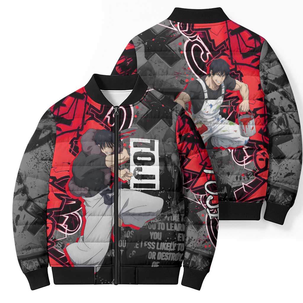 Toji Fushiguro Bomber Puffer Jacket Urban Graffiti Anime Style