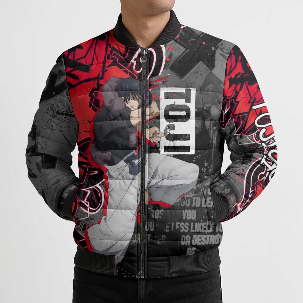 Toji Fushiguro Bomber Puffer Jacket Urban Graffiti Anime Style