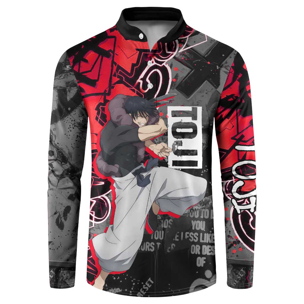 Toji Fushiguro Button Sweatshirt Urban Graffiti Anime Style