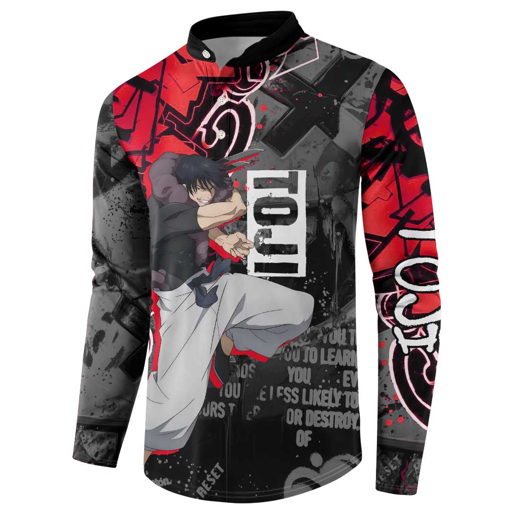 Toji Fushiguro Button Sweatshirt Urban Graffiti Anime Style
