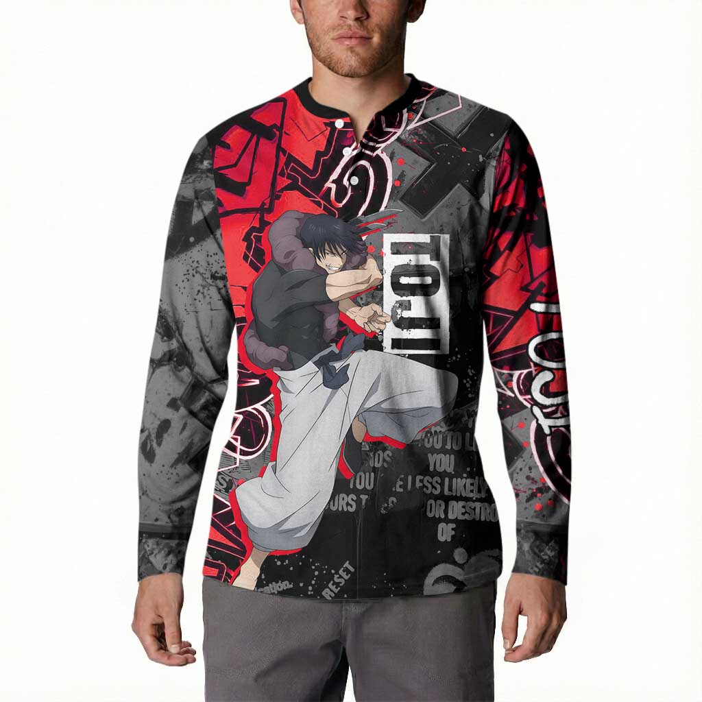 Toji Fushiguro Button Sweatshirt Urban Graffiti Anime Style