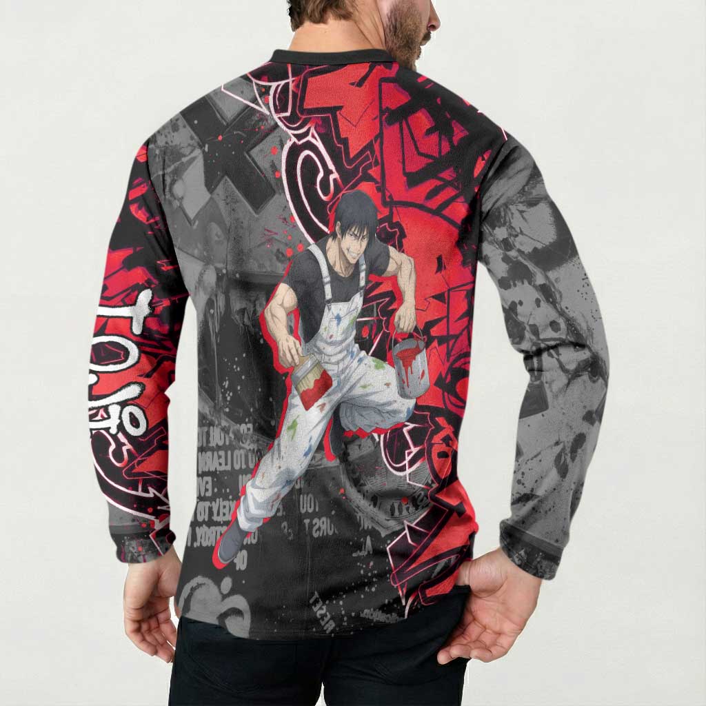 Toji Fushiguro Button Sweatshirt Urban Graffiti Anime Style