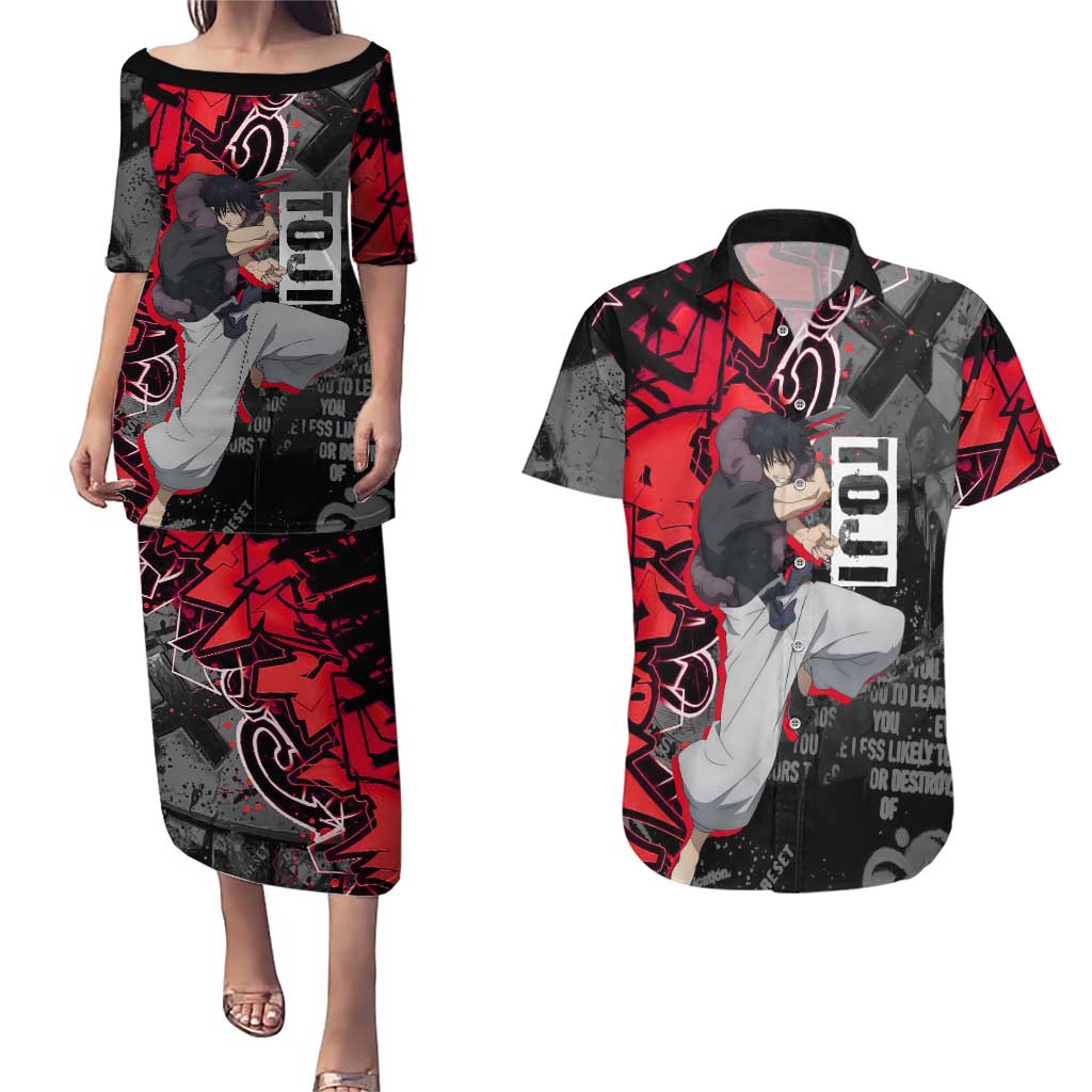 Toji Fushiguro Couples Matching Puletasi and Hawaiian Shirt Urban Graffiti Anime Style