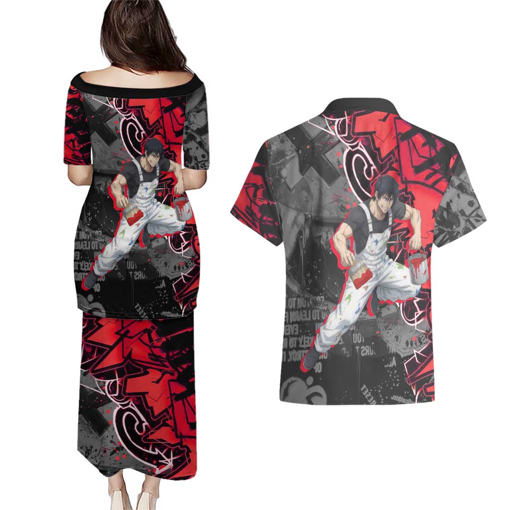 Toji Fushiguro Couples Matching Puletasi and Hawaiian Shirt Urban Graffiti Anime Style