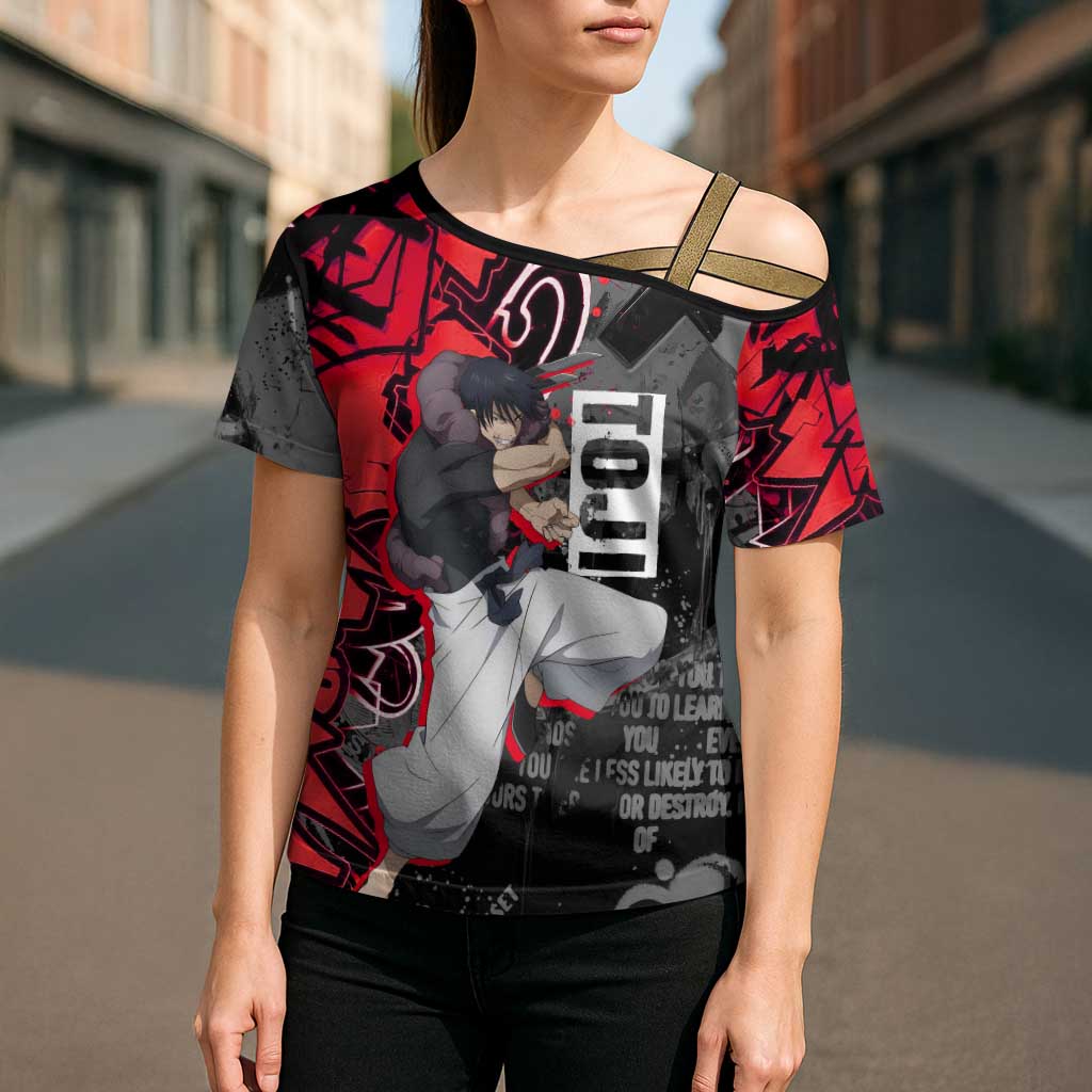 Toji Fushiguro Cross Shoulder Shirt Urban Graffiti Anime Style