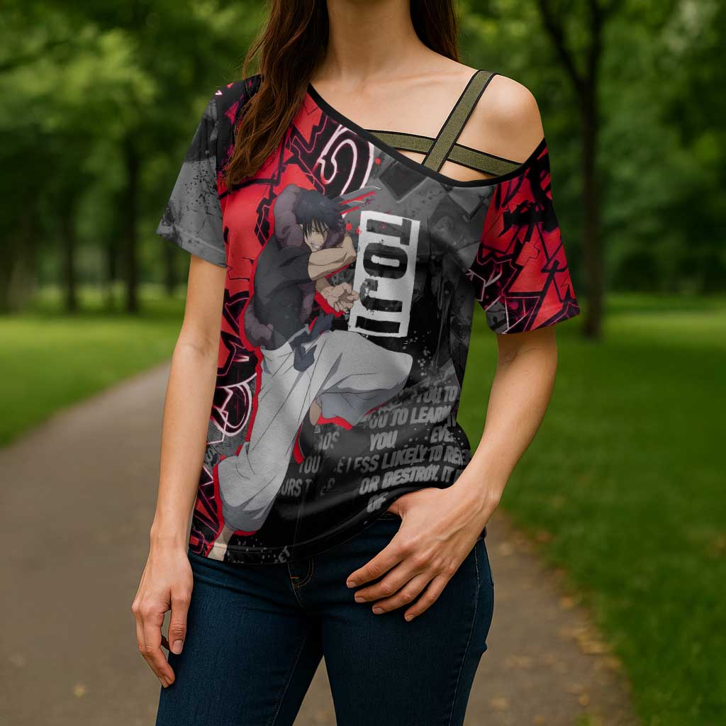 Toji Fushiguro Cross Shoulder Shirt Urban Graffiti Anime Style