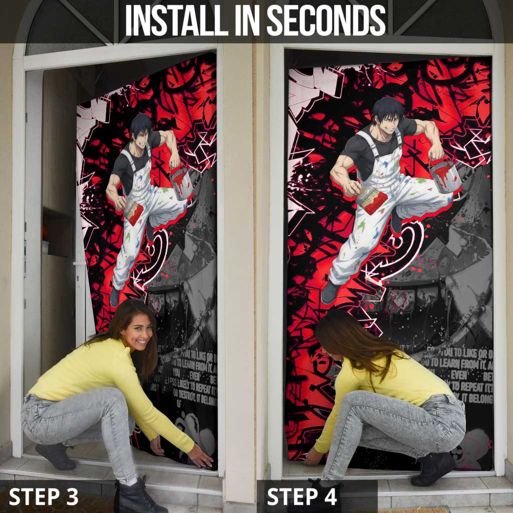 Toji Fushiguro Door Cover Urban Graffiti Anime Style