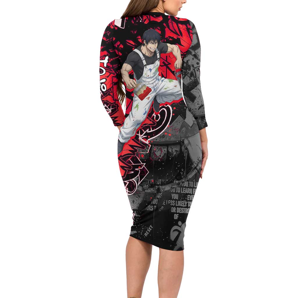 Toji Fushiguro Family Matching Long Sleeve Bodycon Dress and Hawaiian Shirt Urban Graffiti Anime Style