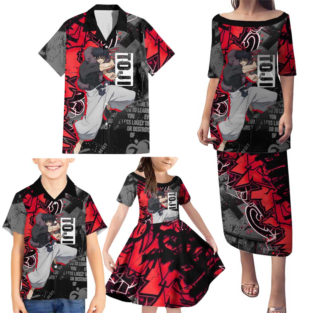 Toji Fushiguro Family Matching Puletasi and Hawaiian Shirt Urban Graffiti Anime Style