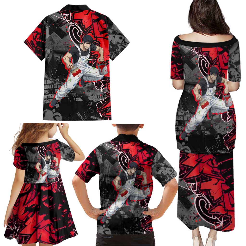 Toji Fushiguro Family Matching Puletasi and Hawaiian Shirt Urban Graffiti Anime Style