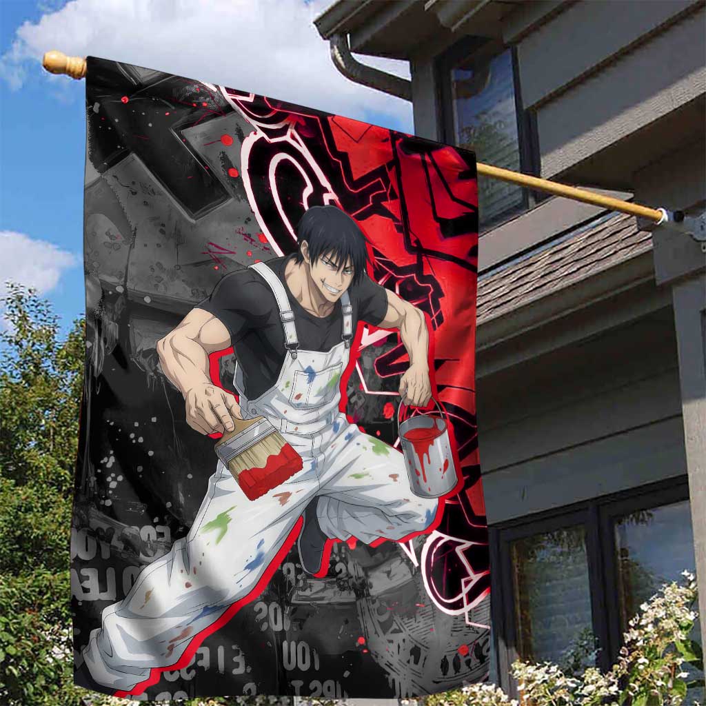 Toji Fushiguro Garden Flag Urban Graffiti Anime Style