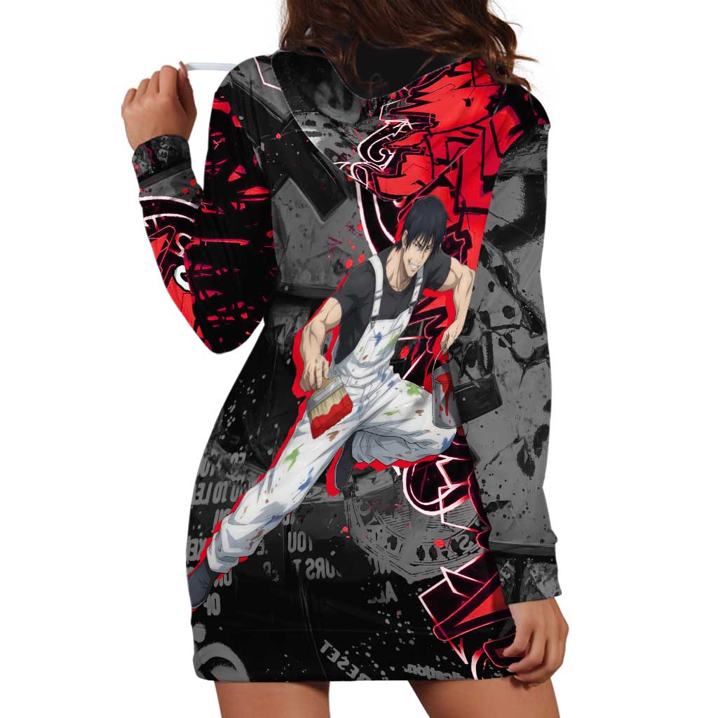 Toji Fushiguro Hoodie Dress Urban Graffiti Anime Style