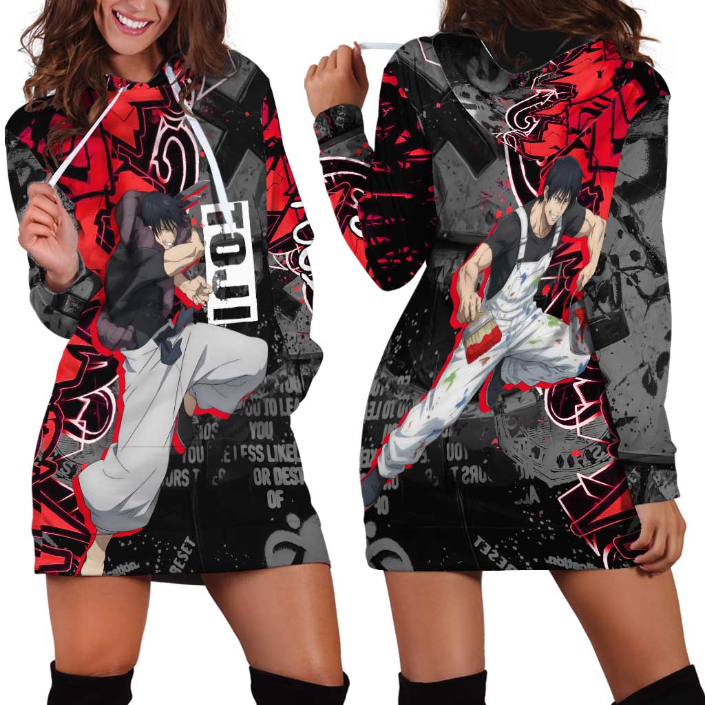Toji Fushiguro Hoodie Dress Urban Graffiti Anime Style