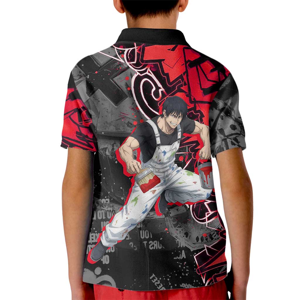 Toji Fushiguro Kid Polo Shirt Urban Graffiti Anime Style