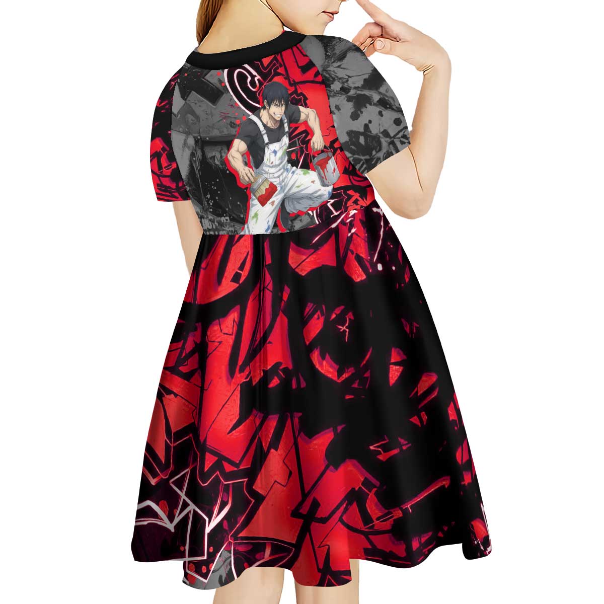 Toji Fushiguro Kid Short Sleeve Dress Urban Graffiti Anime Style