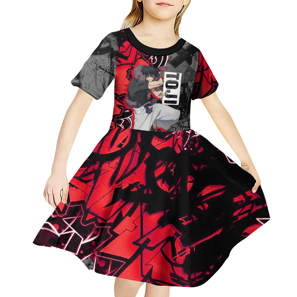 Toji Fushiguro Kid Short Sleeve Dress Urban Graffiti Anime Style