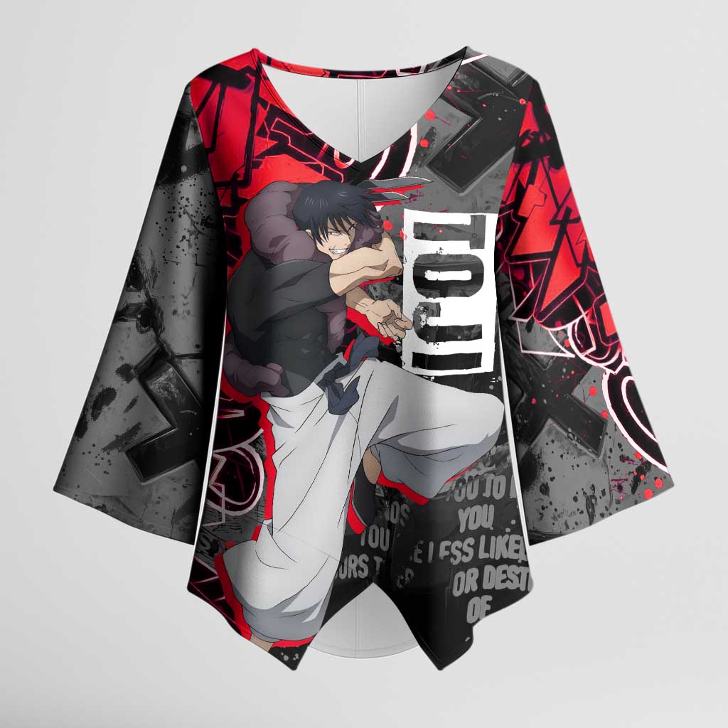 Toji Fushiguro Kimono Sleeve Blouse Urban Graffiti Anime Style