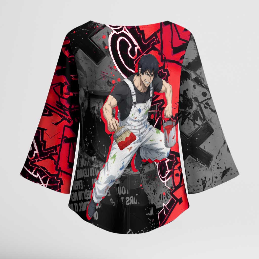 Toji Fushiguro Kimono Sleeve Blouse Urban Graffiti Anime Style