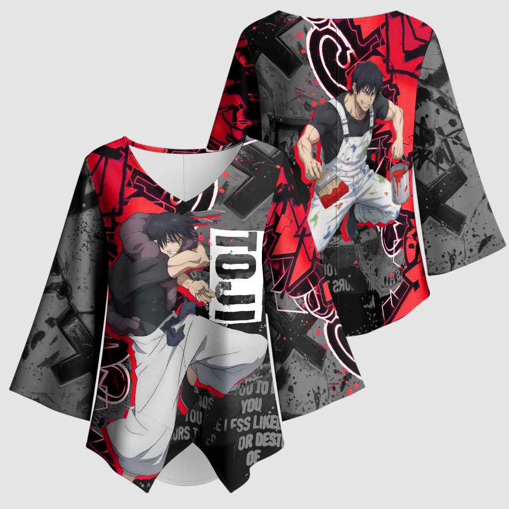 Toji Fushiguro Kimono Sleeve Blouse Urban Graffiti Anime Style