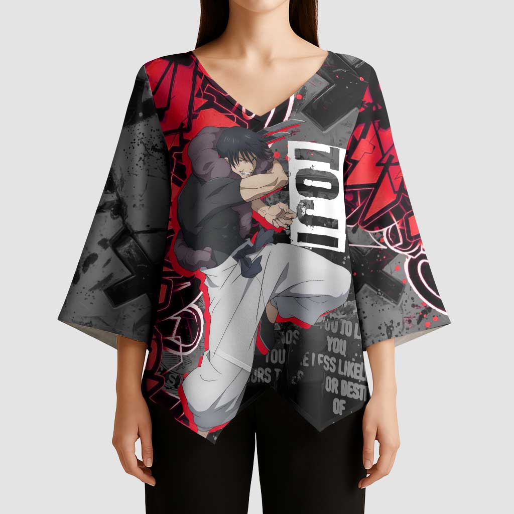 Toji Fushiguro Kimono Sleeve Blouse Urban Graffiti Anime Style