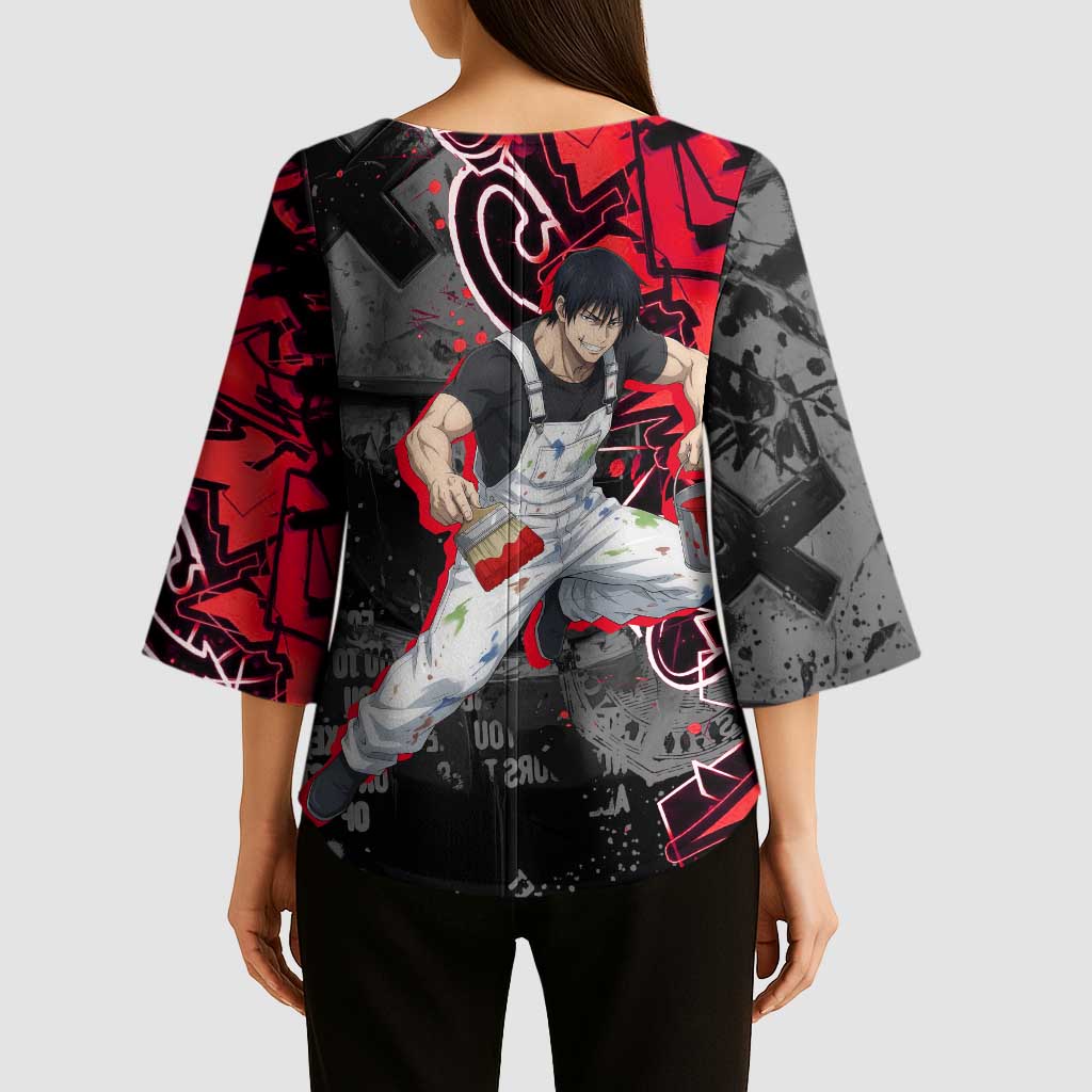 Toji Fushiguro Kimono Sleeve Blouse Urban Graffiti Anime Style