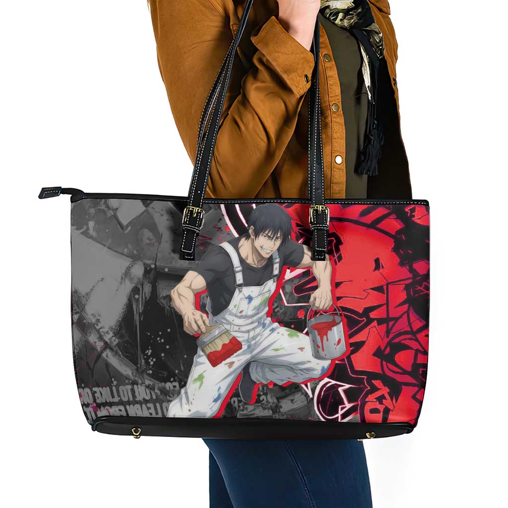 Toji Fushiguro Leather Tote Bag Urban Graffiti Anime Style