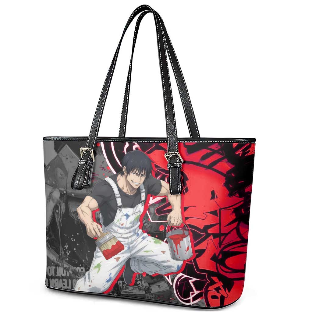 Toji Fushiguro Leather Tote Bag Urban Graffiti Anime Style