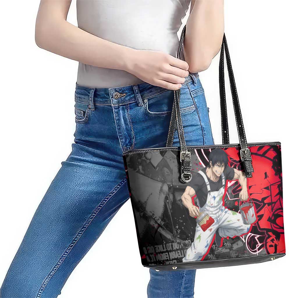 Toji Fushiguro Leather Tote Bag Urban Graffiti Anime Style