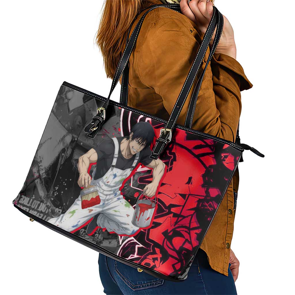 Toji Fushiguro Leather Tote Bag Urban Graffiti Anime Style