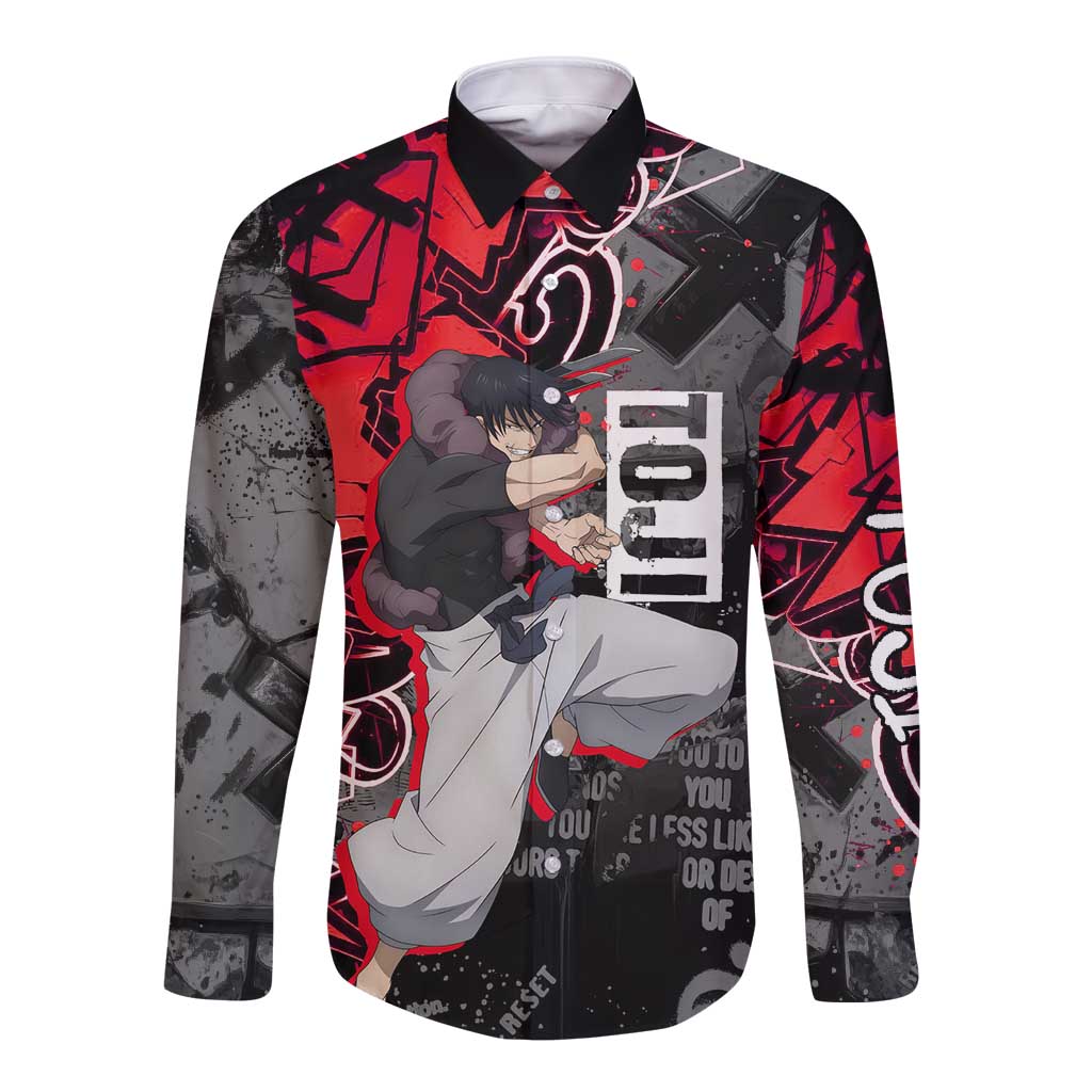 Toji Fushiguro Long Sleeve Button Shirt Urban Graffiti Anime Style