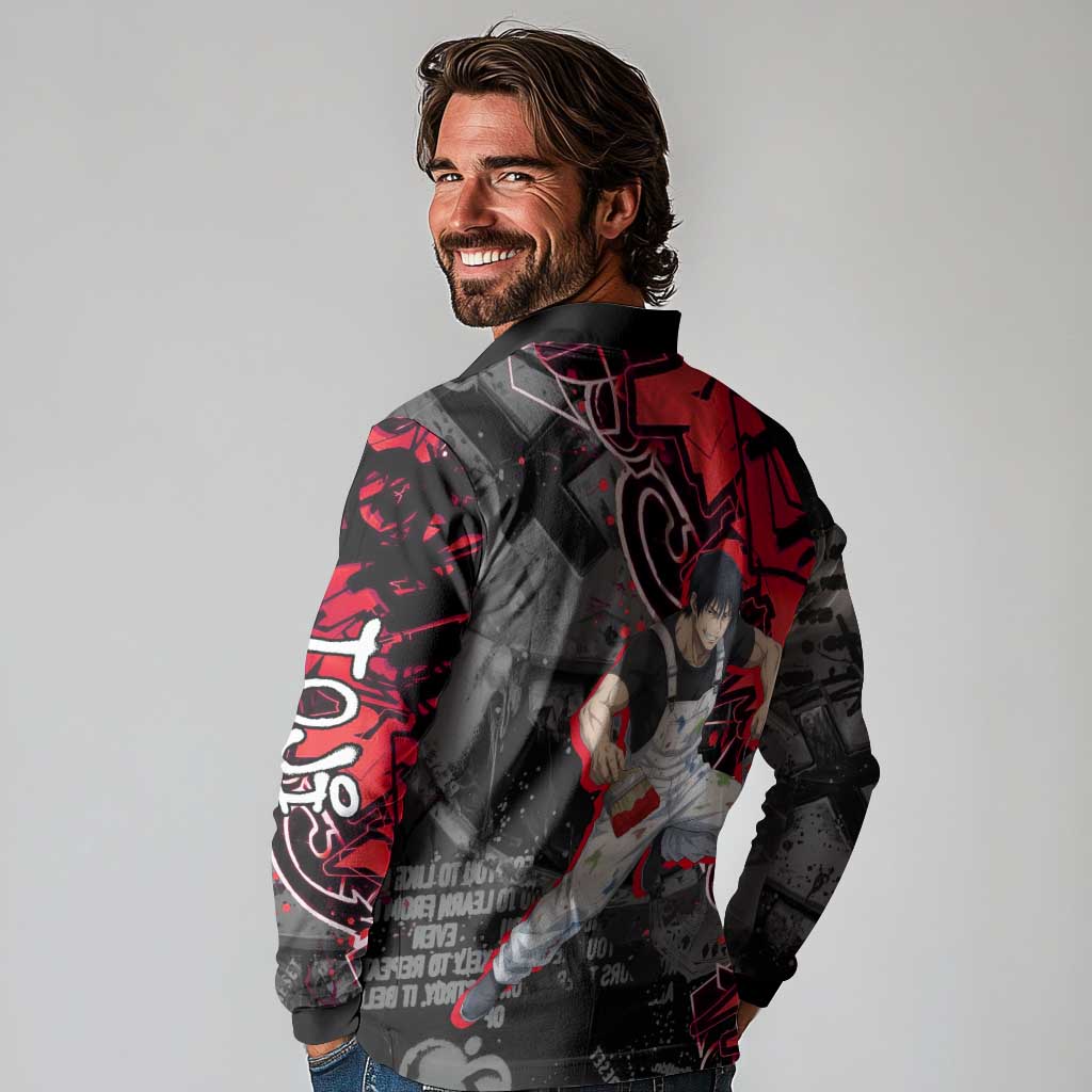 Toji Fushiguro Long Sleeve Polo Shirt Urban Graffiti Anime Style