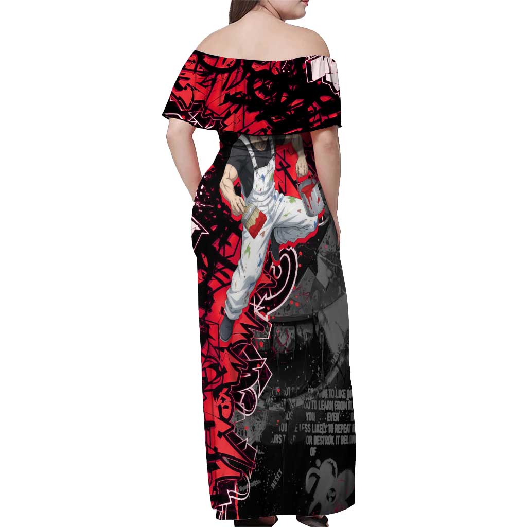 Toji Fushiguro Off Shoulder Maxi Dress Urban Graffiti Anime Style