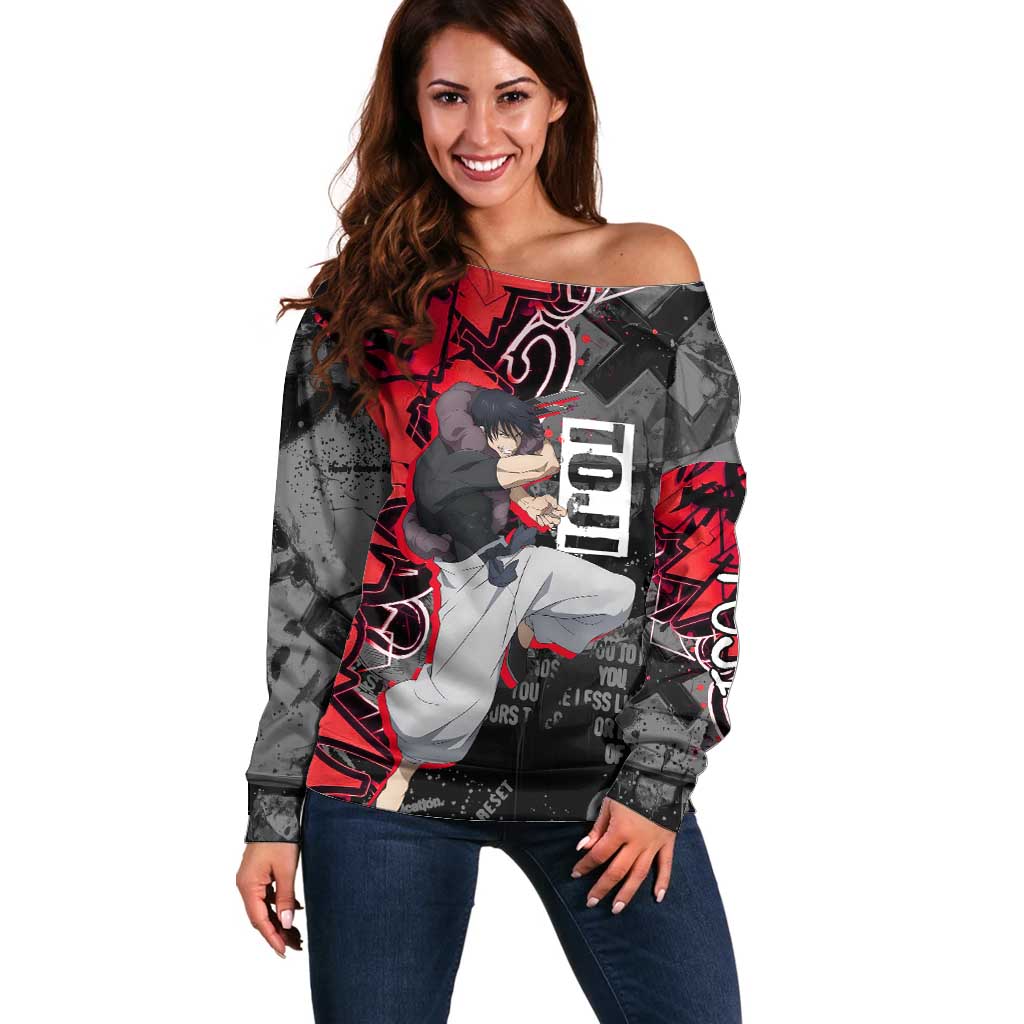 Toji Fushiguro Off Shoulder Sweater Urban Graffiti Anime Style