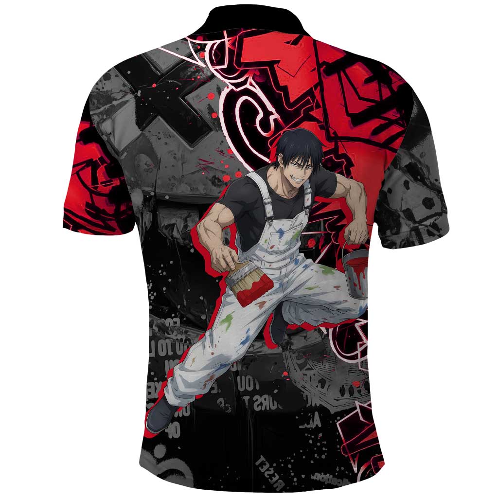 Toji Fushiguro Polo Shirt Urban Graffiti Anime Style