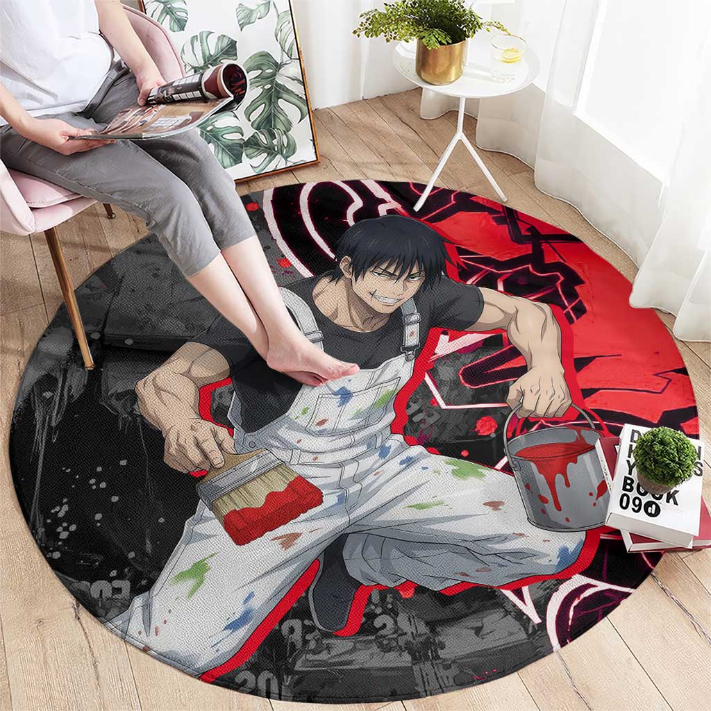 Toji Fushiguro Round Carpet Urban Graffiti Anime Style