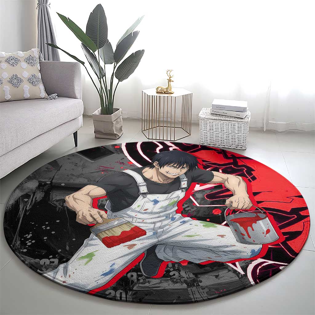 Toji Fushiguro Round Carpet Urban Graffiti Anime Style