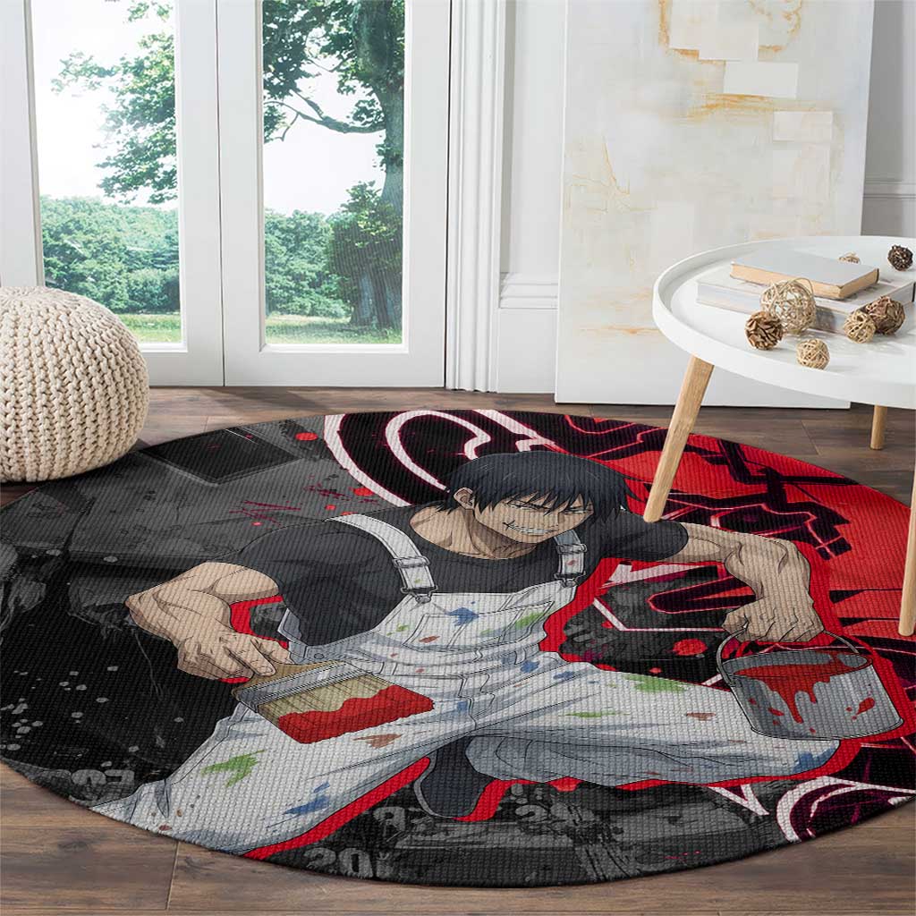 Toji Fushiguro Round Carpet Urban Graffiti Anime Style