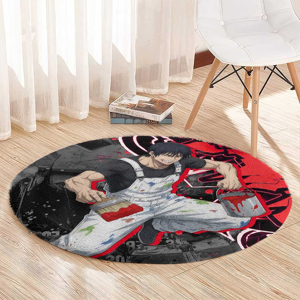 Toji Fushiguro Round Carpet Urban Graffiti Anime Style
