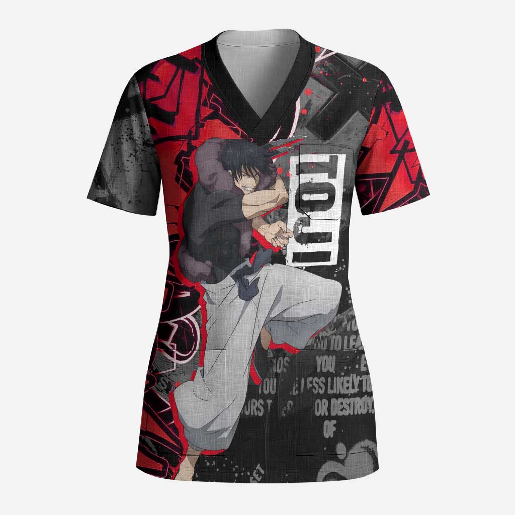 Toji Fushiguro Scrub Top Urban Graffiti Anime Style