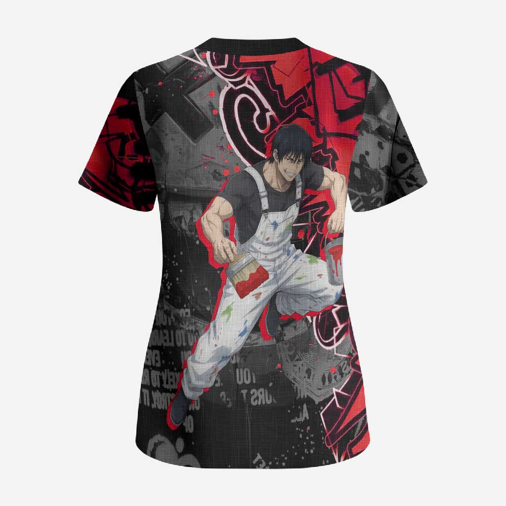 Toji Fushiguro Scrub Top Urban Graffiti Anime Style