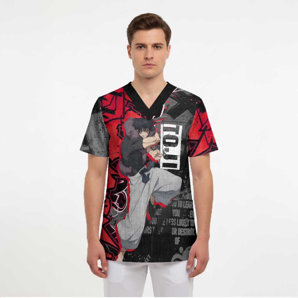 Toji Fushiguro Scrub Top Urban Graffiti Anime Style
