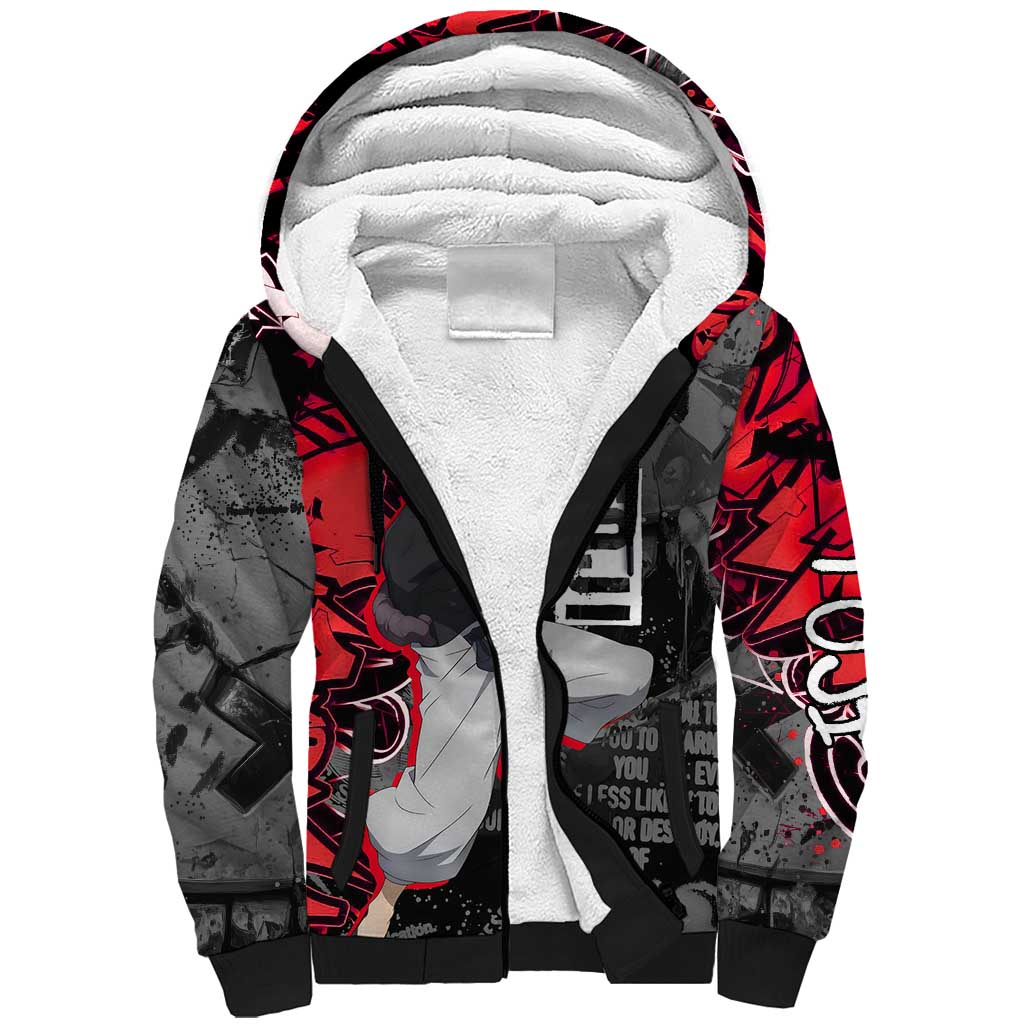 Toji Fushiguro Sherpa Hoodie Urban Graffiti Anime Style